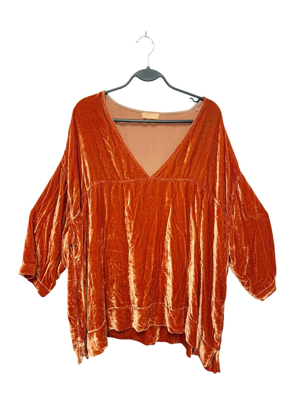 CP Shades Crushed Velvet Silk Blend Tunic Top Rust Oversized Boho Whimsigoth S